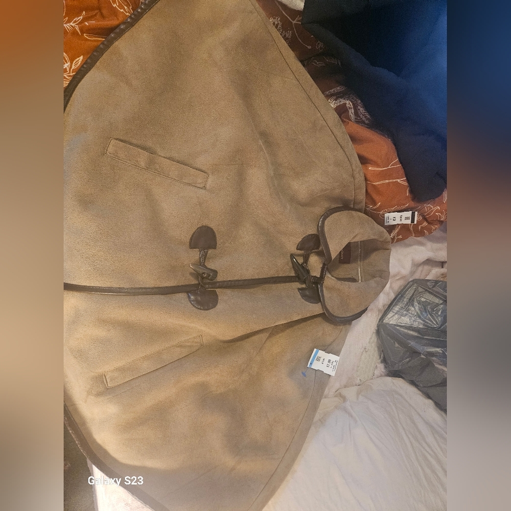 Suede and leather cape